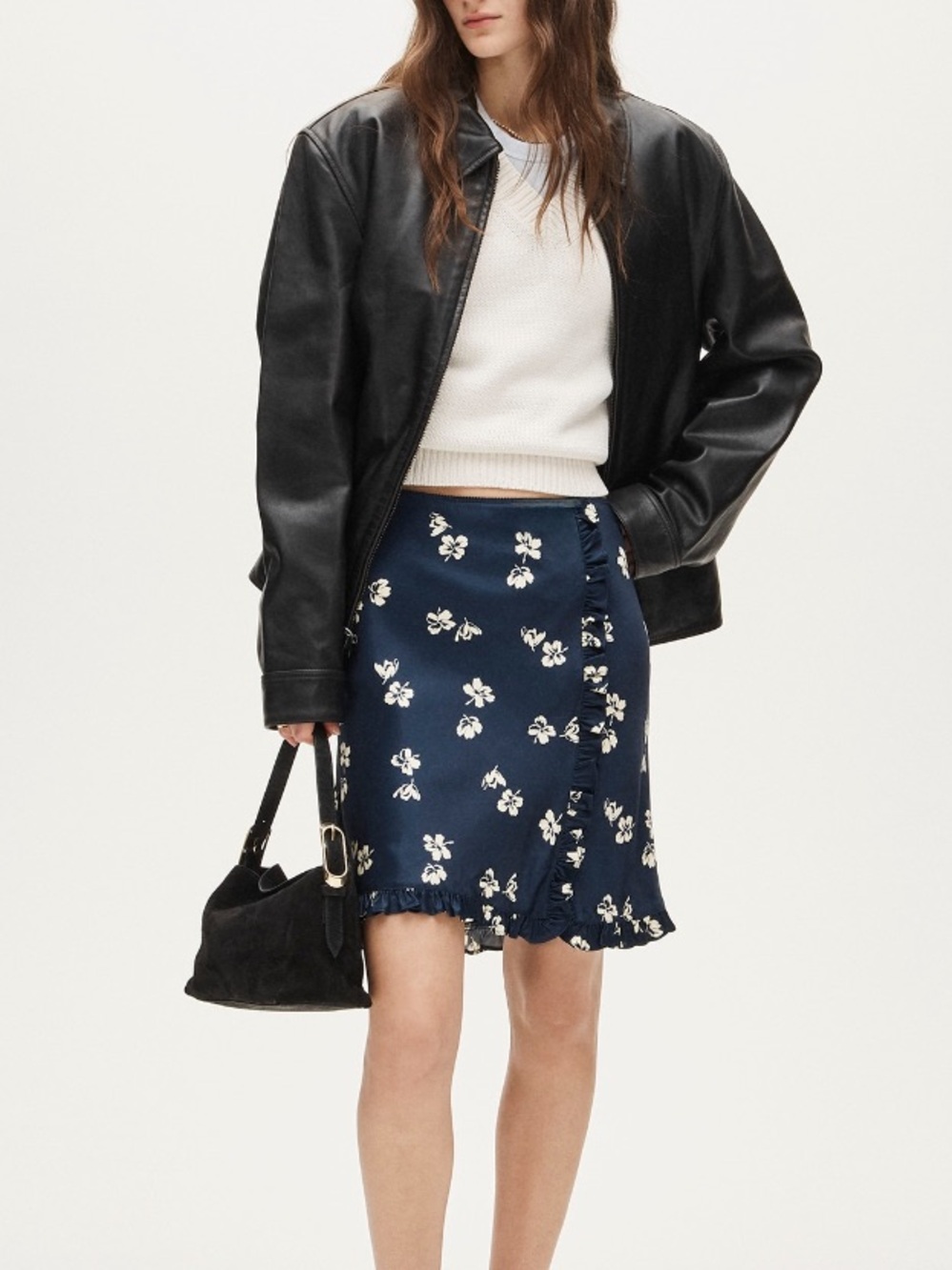 🥿 J. Crew Side-Ruffle Slip Skirt ~ Viscose Charmeuse Floral